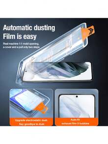 CASECOPS 2片裝高畫質鋼化玻璃螢幕保護貼，附自動除塵功能，適用 Galaxy S25 6.2 吋/17 Pro Max 6.9 吋，全螢幕覆蓋鋼化玻璃膜，無氣泡、易安裝、9H 硬度，含安裝工具組，相容手機殼，適用 Galaxy S25 Ultra S24+ S23 S22 系列（需重新註冊指紋）/17 Pro/16 Pro Max/15 Pro/14/13/12/11 系列 - 無色 - 查看 5