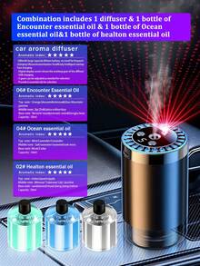 Black Car Humidifier Set For Car/Home, Ultrasonic Aroma Diffuser, USB-Powered Quiet And Noiseless, Emits Fragrance And Removes Odors, With Digital Display, 5 Spray Modes And 6 Fragrance Types, LED Light, Ideal Gift Choice. - A - View 20