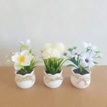 3PCS Mini Artificial Daffodil Chrysanthemum Succulent Potted Plants, Plastic Flower Pots, Suitable For Home Office Restaurant Desktop, Windowsill, Shelf Decoration, Photography Props Bonsai, Wedding, Gift - Multicolor - View 13