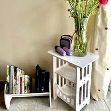 White Nightstand, Compact PVC Nightstand, Multifunctional Storage Cabinet, Waterproof Side Table, Suitable For Bedroom, Bathroom, Kitchen, Easy To Move Mini Storage Cabinet, With Sturdy Leg Frame - White - View 3