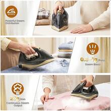 SUPERLEX 8-In-1 LED Screen Cordless Steam Iron With Ceramic Soleplate, 3200W Fast Heating, 320ML Large Water Tank, Anti-Scale & Anti-Drip. Supports Dry Ironing, Spray, Steam, Air Ironing; 2.1m Visible Range, Clear Indicator & Powerful Steam, Ideal For Home An - View 10