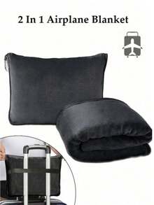 2-In-1 Travel Blanket & Neck Pillow, Soft Textured Foldable, With Luggage Strap And Backpack Clip For Easy Carrying, Suitable For Airplane, Car, Camping And Office Nap, Size 150x100cm, Multiple Colors, Perfect Travel Gift - Multicolor - View 18