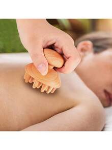 1PC/2 Pieces Wooden Mushroom Shape Massager | Manual Wood Therapy Massage Tool, Anti Cellulite, Maderoterapia, Lymphatic Drainage, Relief Muscle Tension, For Full Body Use - Wood Color - View 4