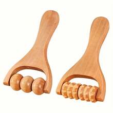 2pcs Wooden Massage Roller Travel Set - 2-Pack Functional Bead Massage Tools, Unisex, Suitable For Neck, Back, Face, Waist, Legs, Arms, Muscle & Abdominal Relief, Cellulite/Muscle And Abdominal Relaxation - Army Green - View 1