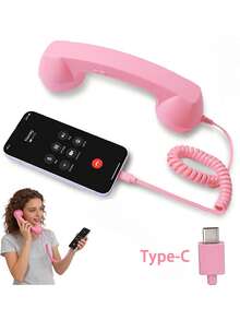 Retro Phone Handset For Type-C Devices Vintage Style Cell Phone Handset With Volume Control & Mic, Noise Reduction Wired Landline Handle Handset For Mobile Video Conferences,Calls,Meetings - View 18