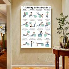 Framed Flat A Fitness Poster Featuring a Balance Ball, Vintage Wall Art Print, Modern Wall Decor Piece, Perfect for Gifts, Home And Dorm Decoration, Suitable for Bedrooms And Living Rooms - Enmarcado - Ver 3
