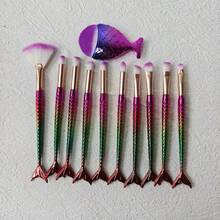 4-Piece/11-Piece Multifunctional Mermaid Makeup Brush Set, With Soft Bristles Suitable For Foundation, Eyeshadow, And Contouring. Mermaid Tail Eye Makeup Brush Set, Suitable For Beginners And Professional Makeup Artists, An Ideal Gift Choice. - Multicolor - View 8
