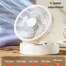 Foldable Portable Desktop Fan, LED Night Light + Mirror, 5-Speed Wireless Mini Cooling Fan, Multi-Angle Tilt Adjustment, Suitable For Bedroom/Office/Dorm - Multicolor - View 7