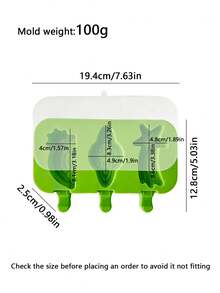 1set Space Shape Silicone Popsicle Mold, Durable Reusable With Lid For Summer Frozen Dessert, Rainbow Meteor 3-Cavity Design, DIY Craft Home Decor Handmade Gift, Valentine's Day Mother's Day Christmas - Green - View 10