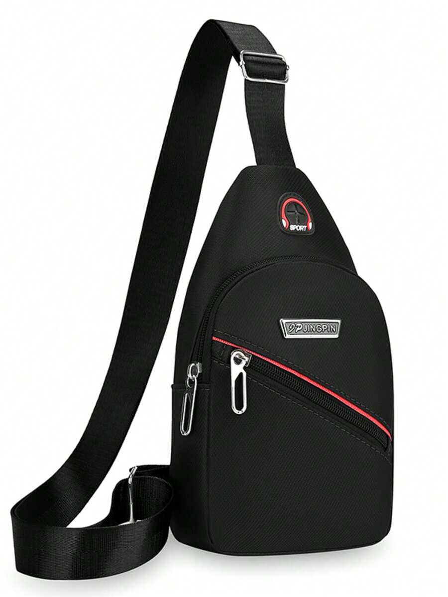 Bolso de pecho con múltiples compartimentos y cremallera con diseño de correa de hombro ajustable, un bolso bandolera para almacenamiento de uso diario - Multicolor - Ver 1