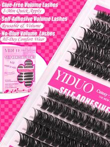 YIDUO 自黏式假睫毛簇套組-4款 (40D–200D)/貓眼睫毛貼片,預黏 DIY 睫毛接長,10–18mm D捲度,無需膠水,易於佩戴,日常佩戴禮盒 (適合初學者),婚禮、約會、派對、假期 - D - 查看 8