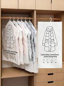 1pc/3pcs/4pcs/5pcs Hanging Vacuum Storage Bags, Clothes Storage Hanging Bags, Hanging Clothes Compression Bags With Unique Hook Design, Clothes Can Be Directly Hung Into The Bag, No Folding Required, Completely Avoids Creases Caused By Traditional Compression Bag Folding Storage, Especially Suitable For Suits/Coats/Silk Dresses And Other Wrinkle-Prone Clothes, Large Capacity, One Bag Can Handle All Family Clothes During Season Change, Suitable For Moving, Organizing Wardrobes, Home Storage For Students, Can Compress And Hang Off-Season Thick Clothes Without Taking Up Wardrobe Space - Multicolor - View 9