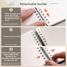Loose-Leaf Notebook With Cartoon Design For Students, Thick Waterproof Cover, Ink-Resistant Index Pages, Stationery Journal Binder - Beige - View 7