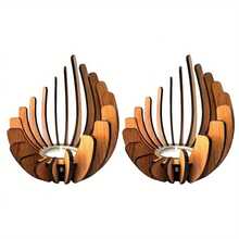1/2/Pcs Creative Lotus-Shaped Natural Wood Tea Light Holder: Natural Wooden Candle Holder With Flame-Inspired Design And Handcrafted Finish, Perfect For Halloween, Christmas, Home Decor Or Adding Atmosphere To Wedding Proposals (Requires Manual Assembly) - Brown - View 9