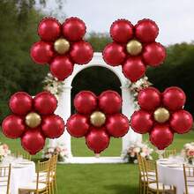 Juego de 5 globos elegantes de 18 pulgadas con estampado floral mate, globos de margarita roja, perfectos para decoración de pared, fiesta de cumpleaños, celebración de vacaciones, decoración de boda y accesorios de fotografía, globos de celebración|Globos de champán|Globos autosellantes, globos de cumpleaños - Ver 2
