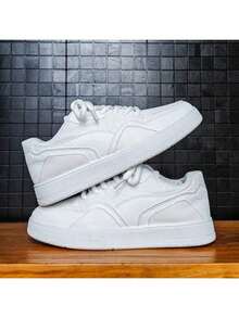 Zapatos de skate deportivos casuales versátiles con aumento de altura para hombres, nuevos de primavera, de nicho - Blanco - Ver 5