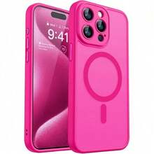 磨砂半透明磁吸手機殼，適用於 iPhone 17E 16E 17 Air 16 15 14 13 12 11 Plus Pro Max，鏡頭保護防震保護套 - 玫紅色 - 查看 5
