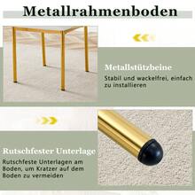 [Set Of 4] Stylish Dining Chairs In A Lightweight Luxury Style / Modern Dining Room Set / PU Backrest With Vertical Embossing + Metal Legs / Load Capacity 120 Kg, Easy To Assemble / Suitable For Dining Rooms Or Living Rooms In A Lightweight Luxury Design. - White+Gold - 查看 4