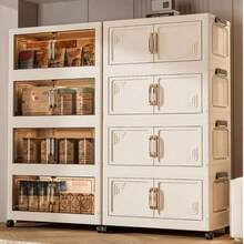 1 Set No-Assembly Folding Storage Cabinet, Stackable Stylish Storage Box With Transparent Door And Casters, Bedroom Clothing Organizer Rack, Space-Saving Ultra-Thin Wardrobe (15.75 Inches Wide) - Multicolor - View 9
