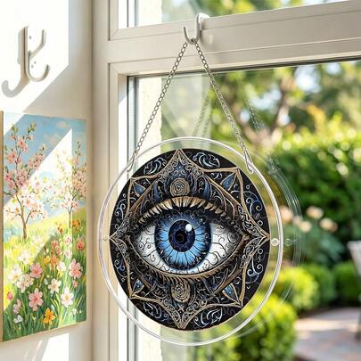1pc Acrylic Evil Eye Puzzle Sun Catcher, Puzzle And Window Decor 2-In-1, For Home, Garden, Bar, Office Decoration