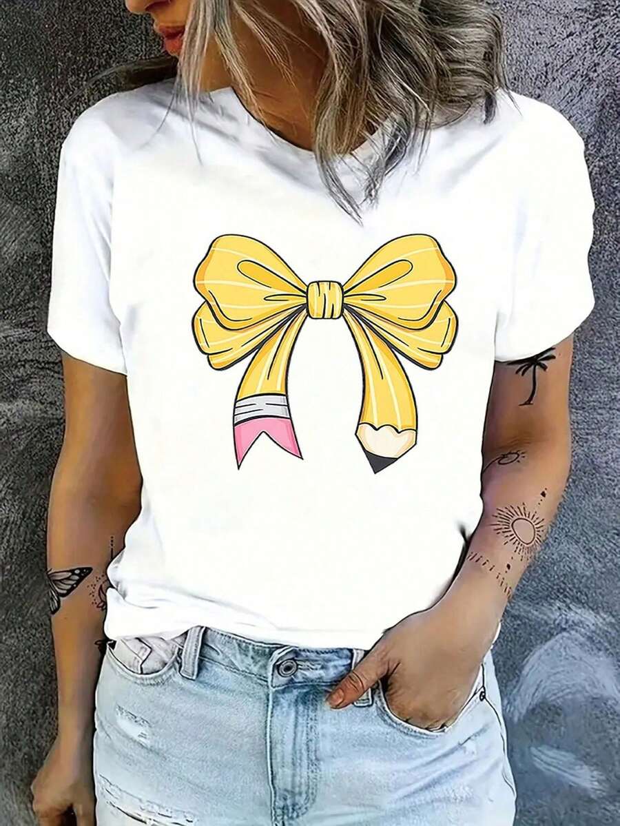 Camiseta de manga corta hechara mujeres, de manga corta, con diseño gráfico elegante y cómodara eerano., lo que la hace perfectara la comodidad diaria y ejercicios ligeros. Camis