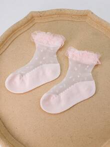 1 Pair Girls' Lightweight Breathable Princess Style Pretty Children's Socks Summer Baby Socks For Daily Use - Pink - View 4
