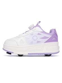 Small 4-Wheel Roller Skate Shoes Soft Bottom Anti-Slip Breathable Beginner-Friendly Easy To Learn High Elasticity Soft Bottom Roller Skate Shoes Indoor Outdoor Universal Style - Purple - View 19
