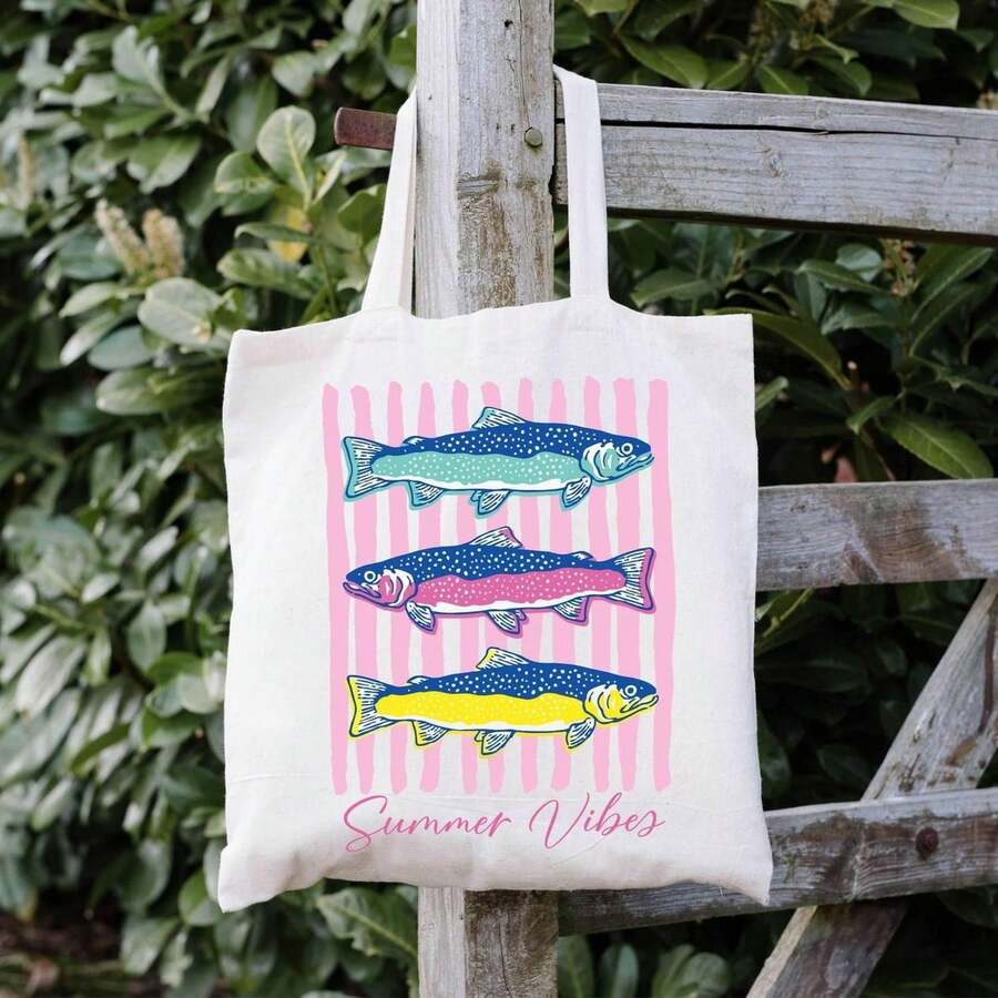 Bolso de pesca de trucha R1ainbow Fish Regalo para mamá Amante de la pesca con mosca R Colorful Angler Women Fisher Lady - Blanco - Ver 1