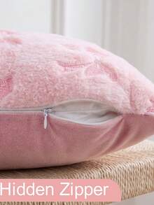 1/2pcs Bowknot Plush Embroidered Throw Pillow Covers, Sofa Cushion Covers, Without Pillow Insert, Suitable For Bedroom, Living Room, Holiday Gift - Pink - View 6