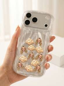 1pc Custom Photo Shake Rattle Phone Case, ABS Plastic Wavy Case & Acrylic Cloud Shape Floating Face Charms, Shakeable Custom Headshot, Perfect Valentine Surprise Gift For Lovers - Multicolor - View 7