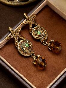 Collier et boucles d'oreilles à clous en strass style océan vintage usé avec étoile de mer et coquillage, bijoux de style vacances au design de niche de luxe léger, polyvalent pour banquet, fête, trajet quotidien, cadeau d'anniversaire pour petite amie et meilleure amie, accessoire exagéré lourd de style européen et américain, essentiel pour l'ambiance photo de plage - Multicolore - Voir 11