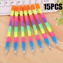 Creative Stationery Rainbow Building Block Bullet Pencil Small Gift Versatile Transformable Colorful 8-Section, Back To School - Multicolor - View 9