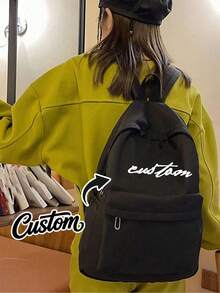 Ransel Kustom, Musim Kembali ke Sekolah, Resleting Nilon, Warna Polos Kasual, Dapat Dicetak Huruf Nama, Perlengkapan Hadiah Natal, Musim Kembali ke Sekolah 2026 - MultiWarna - View 3
