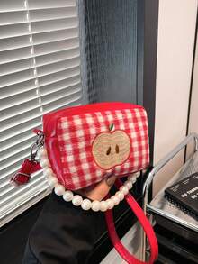 Este nuevo bolso cuadrado con forma de manzana presenta un asa de perla y un diseño único, lo que lo convierte en un regalo perfecto para adolescentes. - Multicolor - Ver 14