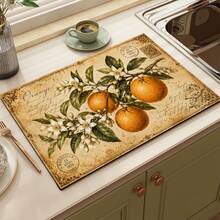 1pc Orange Pattern Print Absorbent Drying Mat, Kitchen Decor Coffee Machine Mat, Laundry Room Accessory Hand-Drip Coffee Pot Drip Tray, Kitchen Floor Mat, Table Mat, Kitchen Countertop Dish Drying Mat, Breakfast Mat, Heat-Resistant Drip Tray With Non-Slip Backing, Diatomaceous Earth Drip Tray, Stain-Hiding, Super Absorbent Kitchen Drip Tray, Easy-To-Clean Dish Rack Mat, Perfect For Kitchen, Dining Table, Coffee Shop, Bar, Holiday, Party, Home Decor, Holiday Gift - Multicolor - View 8