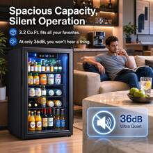 PLENTORA Beverage Refrigerator, 3.3 Cu.Ft Mini Fridge With Glass Door & Air Cooling, And Electronic Temperature Control For Beer, Wine, Soda, Compact Drink Fridge For Home, Office, Bar - US B Type Plug(110-127V) - View 4