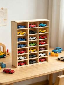 1pc 1/64 Scale 12/40/60/77 Slot Matchbox Car Model Display Box - Wooden Matchbox Toy Car Display Box, Suitable For Nursery, Bedroom, Playroom, Boys Gift, Birthday Gift - Multicolor - View 2