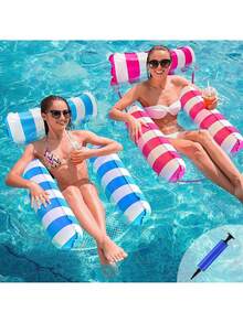 1pc Inflatable Floating Lounge Chair Dual-Use Hammock With Backrest, Free Pump, Foldable Inflatable Pool Chair For Summer, Suitable For Spa, Pool, Beach Party Supplies, Vacation Multi-Functional Pool Party Summer Outdoor Water Entertainment Floating Chair, Portable Floating Bed, Suitable For Travel, Suitable As Summer Birthday Gift, Party Gift, Student Gift - Multicolor - View 5