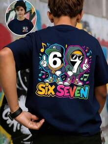 67 And 67 Puzzle Design T-Shirt For Preteen Boys, Italian Riddle T-Shirt Suitable For Math Puzzle And Video Game Enthusiasts - Putih - View 1