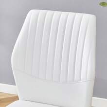 [Set Of 4] Stylish Dining Chairs In A Lightweight Luxury Style / Modern Dining Room Set / PU Backrest With Vertical Embossing + Metal Legs / Load Capacity 120 Kg, Easy To Assemble / Suitable For Dining Rooms Or Living Rooms In A Lightweight Luxury Design. - White+Gold - 查看 11