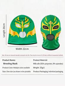 酷炫男士墨西哥 Lucha Libre 面具，防汗貼身英雄印花全臉拉法帽，牛奶絲透氣格鬥面罩，適合演員，趣味摔跤服飾配件，適用萬聖節派對、Cosplay 與角色扮演 - 彩色 - 查看 8