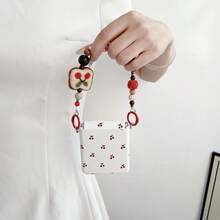 keshengtai PU Leather Cherry Pattern Phone Case With Wrist Strap, Hard PC Backplate Protective Phone Case Compatible With Motorola Razr 70, 70 Ultra, Razr 60, Razr 60 Ultra, Razr 50, Razr 50 Ultra - White - View 5