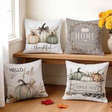 4pcs/1pc Off-White Pumpkin Autumn Pattern Pillow Case Without Insert, Single-Sided Printed Pillow Case, Suitable For Living Room Bedroom Home Decor, All-Season Pillow Case - Multicolor - View 10