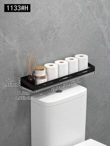 1/2pcs Toilet Top Storage Shelf, Bathroom Storage Organizer Rack, Wall-Mounted No-Drill Multipurpose Bathroom Storage Rack, Shampoo & Body Wash Holder, Bathroom Accessories, Bathroom Storage And Organization Bathroom Accessories Bathroom Tools Bathroom Accessories - Black - View 17