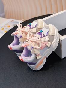1 Pair Kids Girls Unisex Fashion Sneakers, Comfortable Non-Slip Casual Shoes, Suitable For Outdoor And School, Suitable For Spring, Autumn And All Seasons - Pink - View 2