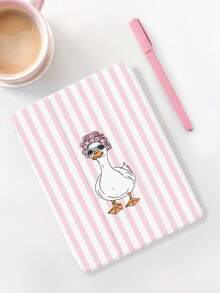 Minimalist Fashionable Light Pink Striped, Exquisite Duck Print Pattern Tablet Protective Case, Tri-Fold Stand Protective Shell, Compatible With IPad 10.2 Inch Pro 2021/2020 9th/10th Gen/ (A16) 11 Inch 11th Gen 2025, Galaxy Tab A8 10.5 Inch 2022, Matepad 10.4/ Tab/, Anti-Drop, With Pen Slot, Supports Sleep/Wake, Gift For Kids / Gift For Family - Multicolor - View 4