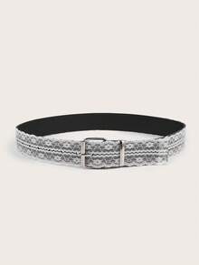 1pc Women's Silver Buckle Minimalist Lace Belt, Fashionable For Commute And Vacation, Matches Dresses And Pants, Suitable For Dates, Parties, And Daily Wear - Black - View 2