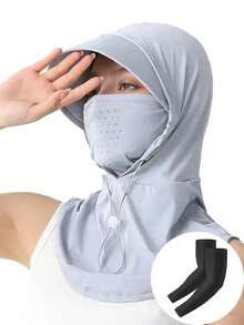 1 buah Masker Pelindung Matahari Unisex, Topi Matahari Musim Panas Terintegrasi, Penutup Wajah Penuh dari Sutra Es Bernapas, Pelindung Leher untuk Mengemudi dan Bersepeda, Cocok untuk Aktivitas Sehari-hari, Belanja, Perjalanan, Perlindungan Matahari, dll. - G - View 5