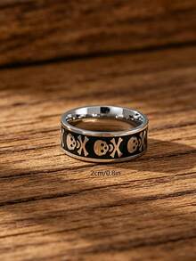 MONALLY Men's Vintage Pirate Gothic Skull Crossbones Band Ring Stainless Steel Gothic Punk Biker Comfort Fit Skeleton Band Jewelry Gift For Halloween Birthday - Skull Ring - View 4