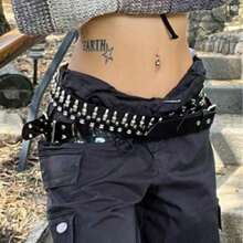 Women's Rivet Bullet Head Gothic Punk Style Casual Jeans Belt - Multicolor - View 9